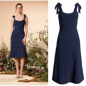 DRESS the POPULATION  Blue HANA Crepe Midi Dress